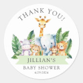 Safari Adventure Baby shower Dank u Ronde Sticker (Voorkant)