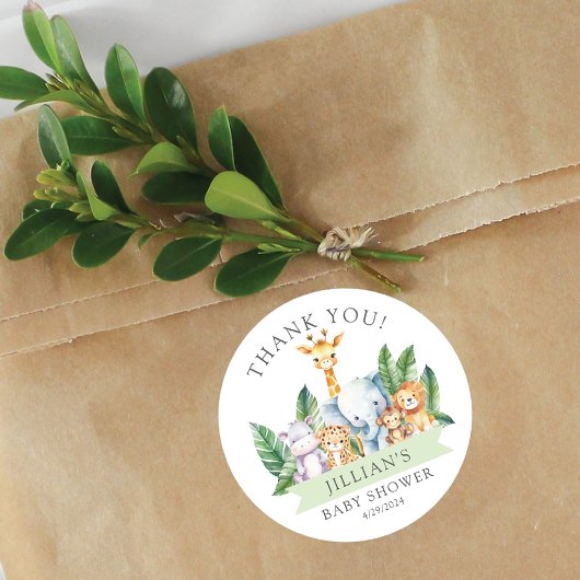 Safari Adventure Baby shower Dank u Ronde Sticker