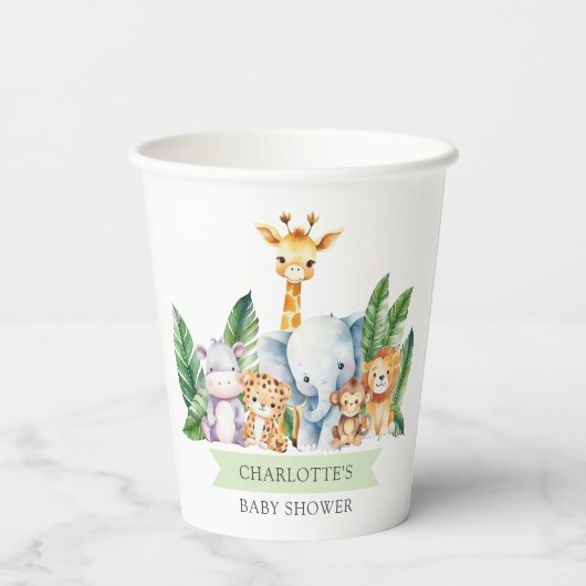 Safari Adventure Baby shower Papieren Bekers (Achterkant)