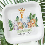 Safari Adventure Baby shower Papieren Bordje<br><div class="desc">In dit safari adventure baby shower design zijn charmante oerwouden te zien, waaronder een nijlpaard, giraffe, olifant, leeuw, aap & tijger. Perfect voor het vieren van de komst van een nieuwe bundel van vreugde. De levendige kleuren en schattige dierenillustraties creëer een grillige en speelse sfeer, die de toon zet voor...</div>