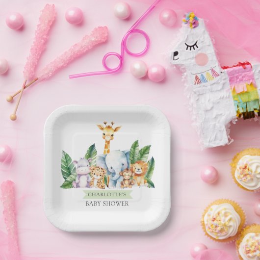 Safari Adventure Baby shower Papieren Bordje (Feest)