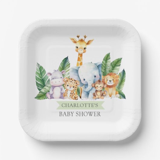 Safari Adventure Baby shower Papieren Bordje (Voorkant)