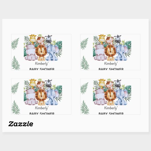 Safari Adventure Baby Shower Rechthoekige Sticker (Vel)