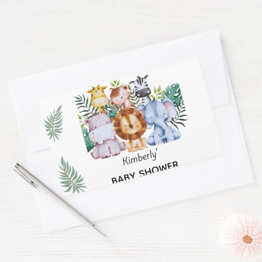 Safari Adventure Baby Shower Rechthoekige Sticker (Envelop)