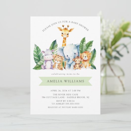 Safari Adventure Baby shower Uitnodiging (Staand voorkant)
