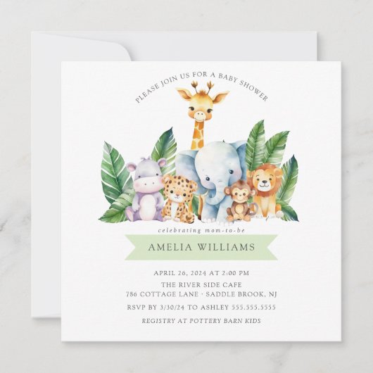 Safari Adventure Baby shower Uitnodiging (Voorkant)