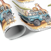 Safari Adventure Boy Baby shower Cadeaupapier (Rol Hoek)