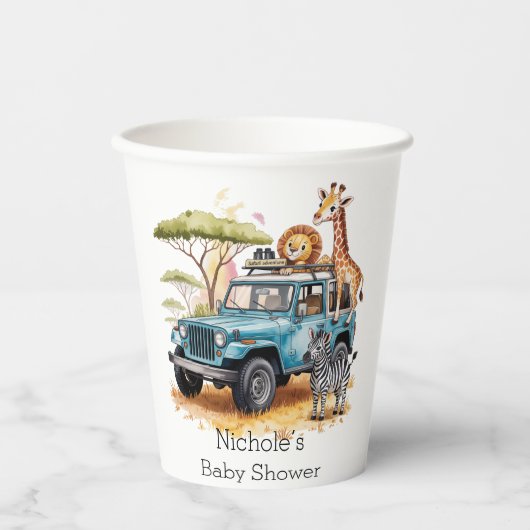 Safari Adventure Boy Baby shower Papieren Bekers (Voorkant)