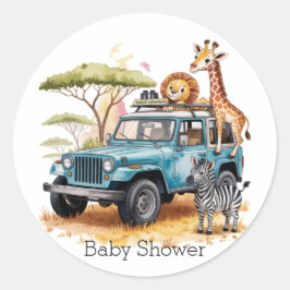 Safari Adventure Boy Baby shower Ronde Sticker