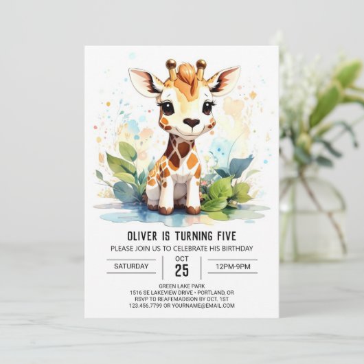 Safari Adventure Giraffe Vrienden Verjaardag Kaart (Staand voorkant)