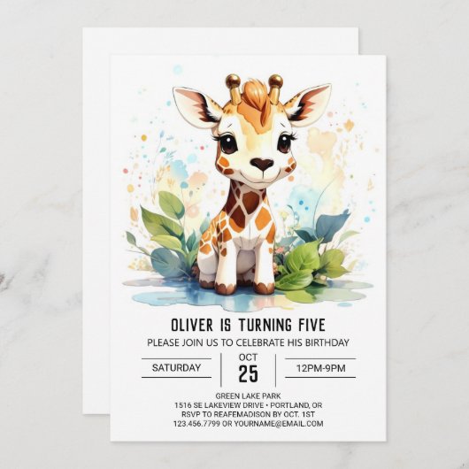 Safari Adventure Giraffe Vrienden Verjaardag Kaart (Voorkant / Achterkant)