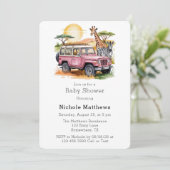 Safari Adventure Girl Baby shower Kaart (Staand voorkant)