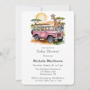 Safari Adventure Girl Baby shower Kaart