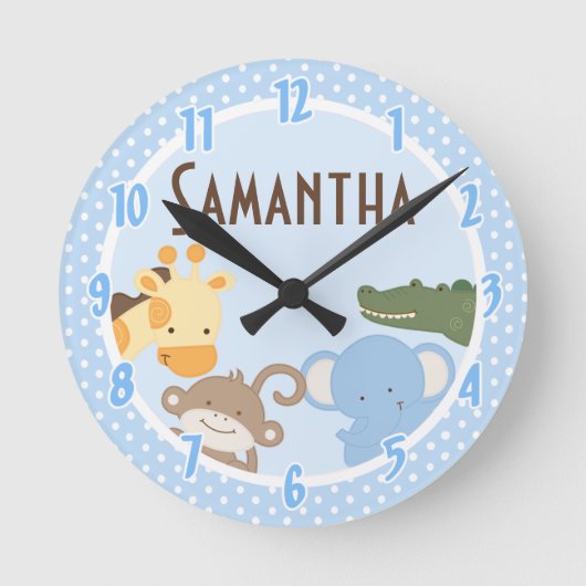 Safari Adventure Jungle Zoo Personalized Clock Ronde Klok (Voorkant)
