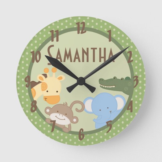 Safari Adventure Jungle Zoo Personalized Clock Ronde Klok (Voorkant)