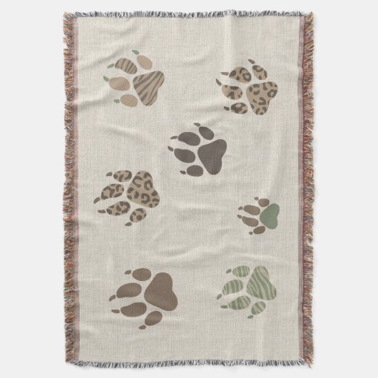 Safari Adventure Lion Paw Prints ID1270 Deken (Voorkant Verticaal)