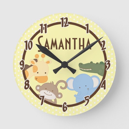 Safari Adventure Oerwoud Zoo Personalized Clock Ronde Klok (Voorkant)