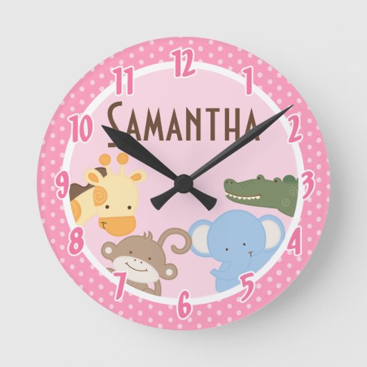 Safari Adventure Oerwoud Zoo Personalized Clock Ronde Klok (Voorkant)