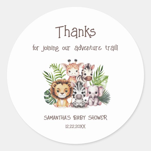 Safari Adventure Trail Mix Baby shower Sticker (Voorkant)