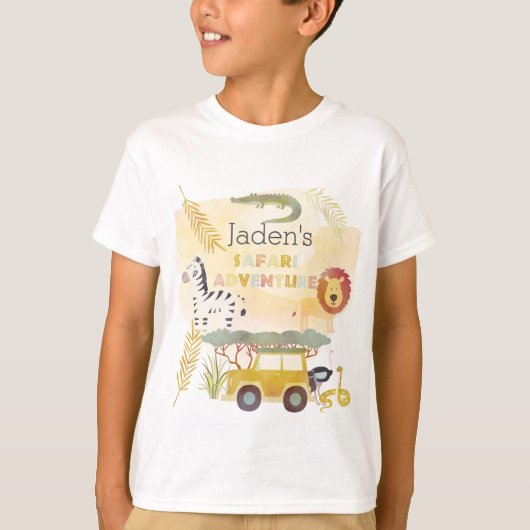 Safari Adventure verjaardagsfeestje van kind T-shirt (Voorkant)