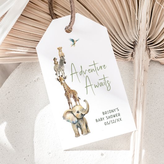 Safari Adventure wacht op Baby shower Bedankt Cadeaulabel