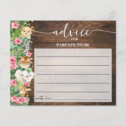 Safari Advice Mom & Dad Pink Rustic Shower Card Flyer (Voorkant)