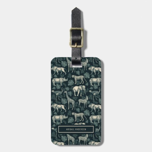  Safari African Animals Pattern Bagagelabel (Voorkant verticaal)