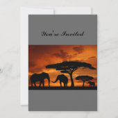 Safari African Baobab tree oliephant silhouette Kaart (Voorkant)