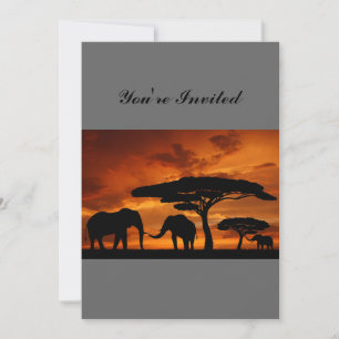 Safari African Baobab tree oliephant silhouette Kaart