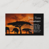 Safari African Baobab tree oliephant silhouette Visitekaartje (Voorkant)