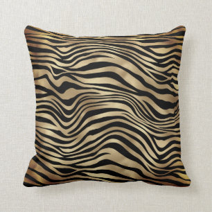 Safari African Black Gold Zebra Animal Skin Sepia Kussen