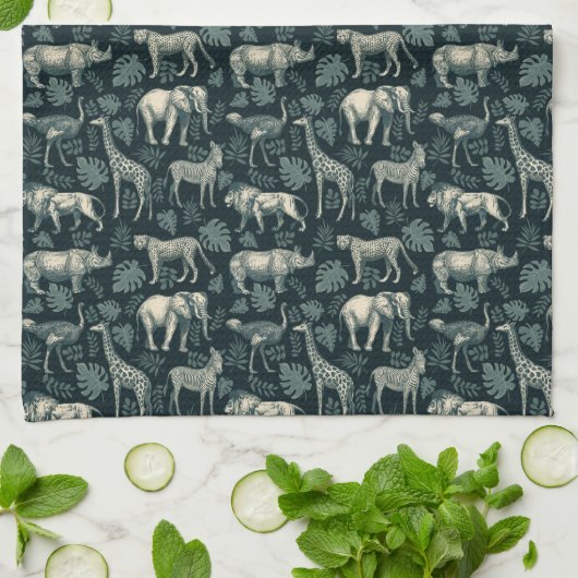  Safari Afrikaanse dieren keukenhanddoek (Gevouwen)