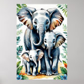 Safari Afrikaanse olifanten familie, Baby olifant Poster (Voorkant)