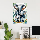 Safari Afrikaanse olifanten familie, Baby olifant Poster (Thuiskantoor)