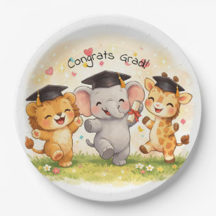 Safari Afstudeerfeest Mooie Dieren Pastel Feestje Papieren Bordje
