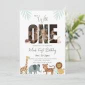 Safari Animal 1e verjaardag Kaart (Staand voorkant)