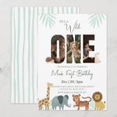 Safari Animal 1e verjaardag Kaart (Voorkant / Achterkant)