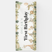 Safari Animal 1st Birthday Banner Wild One Oerwoud (Verticaal)