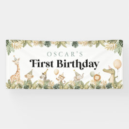 Safari Animal 1st Birthday Banner Wild One Oerwoud