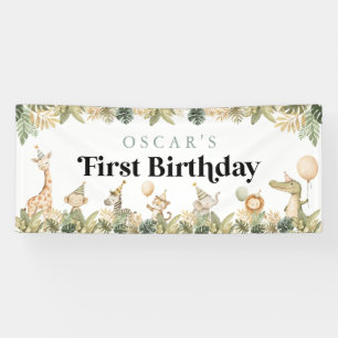 Safari Animal 1st Birthday Banner Wild One Oerwoud