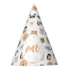 Safari Animal 1st One Birthday Boy Paper pet Feesthoedjes