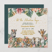 Safari Animal Adventure met Baby Boy Shower Kaart (Voorkant / Achterkant)