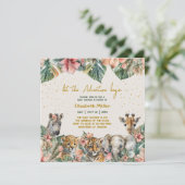 Safari Animal Adventure met Baby Boy Shower Kaart (Staand voorkant)