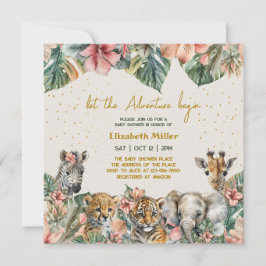 Safari Animal Adventure met Baby Boy Shower Kaart