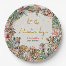 Safari Animal Adventure met Baby Boy Shower Papieren Bordje
