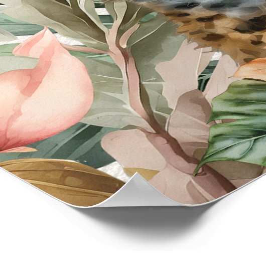 Safari Animal Adventure met Baby Boy Shower Poster (Hoek)