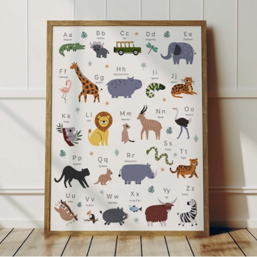 Safari Animal Alphabet ABC Poster Kids Room Decor