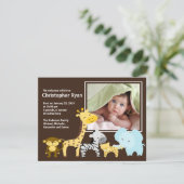 Safari Animal Baby Birth Foto Aankondiging (Staand voorkant)