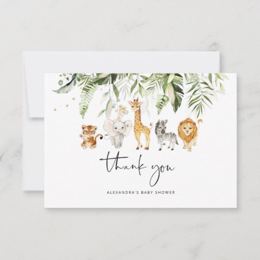 Safari animal baby shower bedankt je kaart (Voorkant)