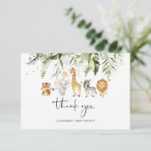 Safari animal baby shower bedankt je kaart (Staand voorkant)